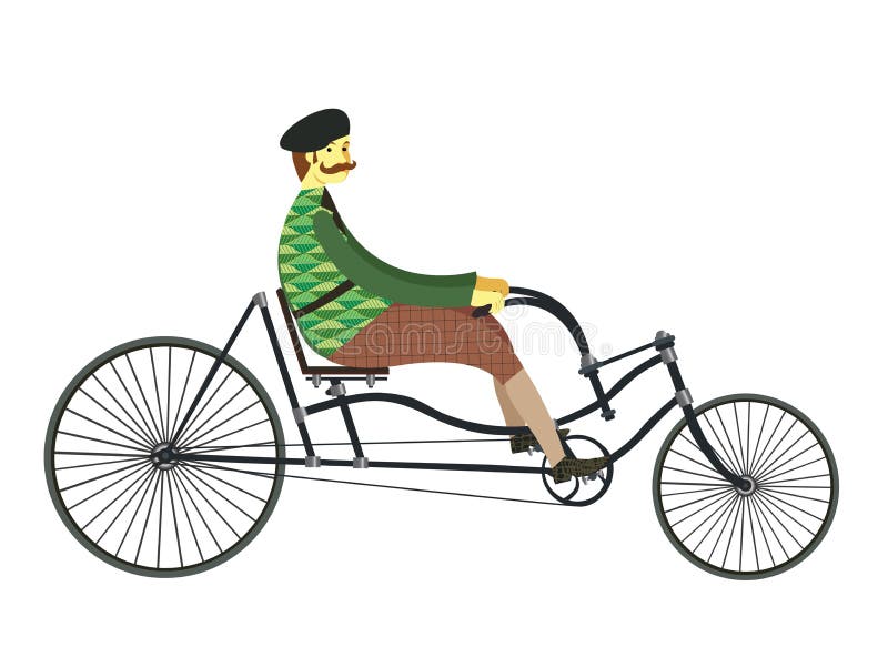 Fransman op retro uitstekende oude fiets vectordieillustratie op wit wordt geïsoleerd vector illustratie Fransman op retro uitstekende oude fiets vectordieillustratie op wit wordt geïsoleerd vector illustratie