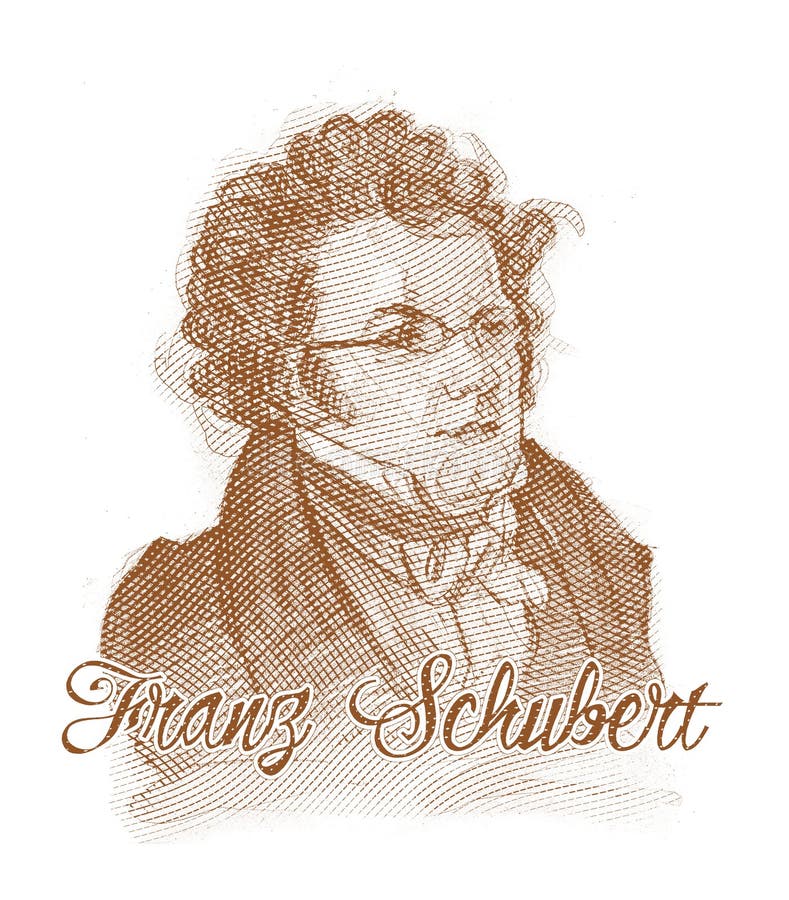 Franz Schubert, der Art-Skizze-Porträt graviert
