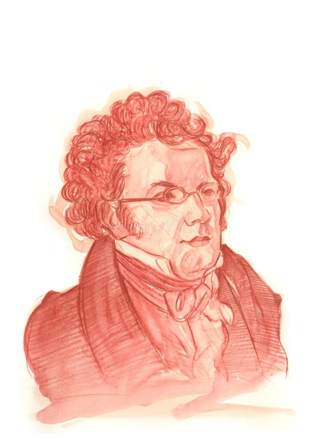 Franz Schubertwatercolour-Skizze-Porträt