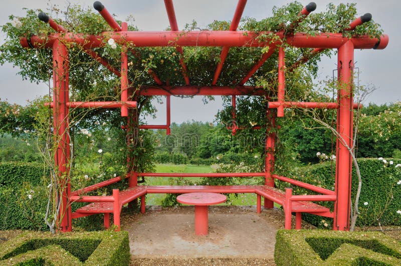França, os pitorescos Jardins do Manoir d'Eyrignac em Dordogne fotografia de stock
