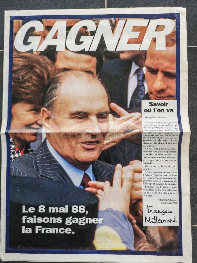 François Mitterrand 1988 political leaflet and flier, 1988 French presidential election vintage poster stock photography François Mitterrand 1988 political leaflet and flier, 1988 French presidential election vintage poster stock photography