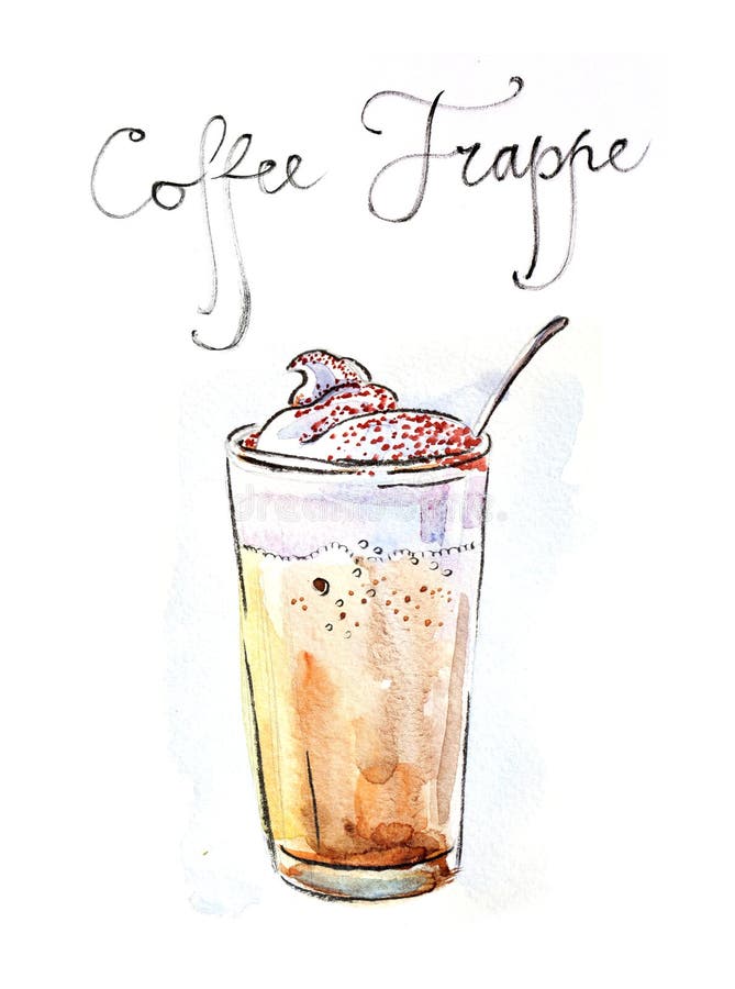 Frappe do café da aquarela ilustração do vetor