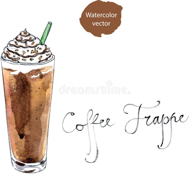 Frappé de café em aguarela ilustração do vetor