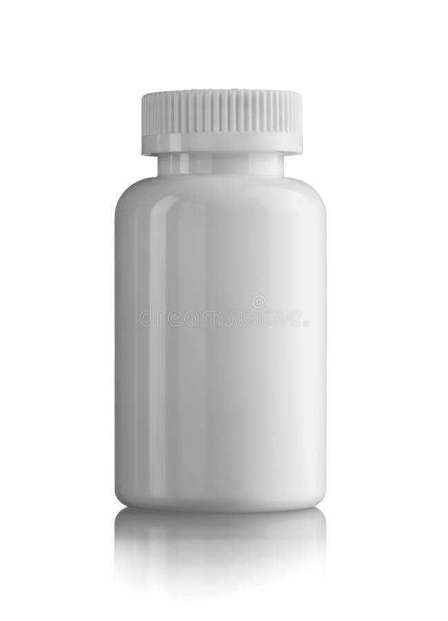 Frasco branco fechado da medicina fotografia de stock Frasco branco fechado da medicina fotografia de stock