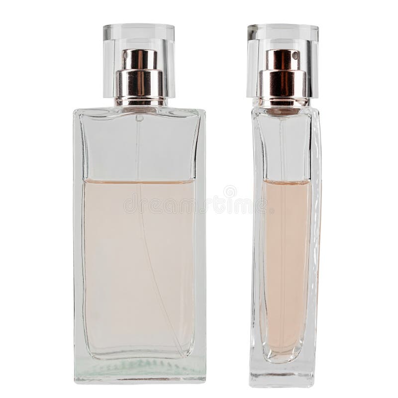 Frasco de perfume. ángulos diferentes. aislado en un fondo blanco fotografía de archivo