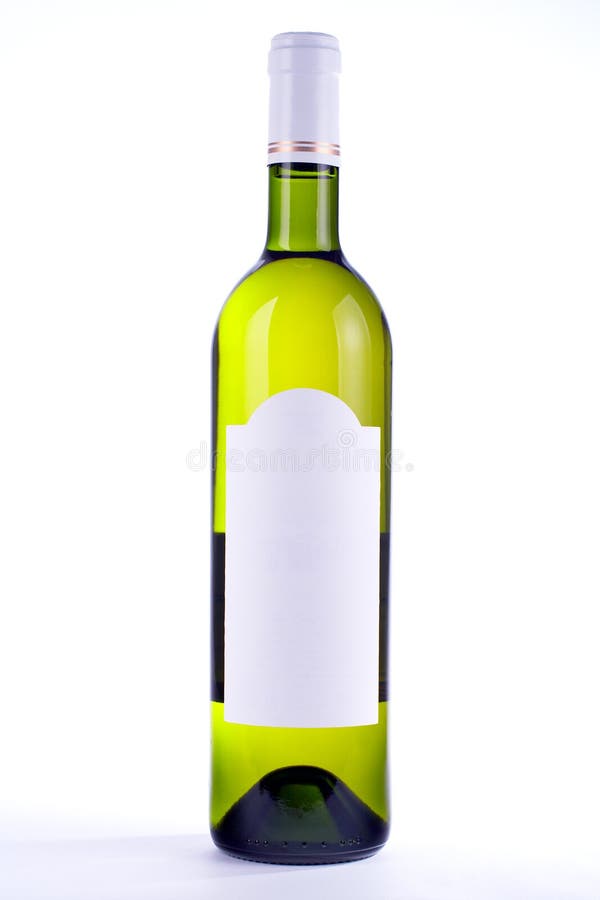 Wine bottle with blank label, on white background. Wine bottle with blank label, on white background