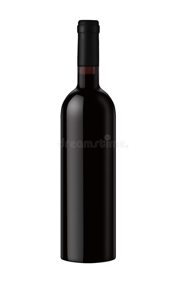 Frasco de vinho vermelho isolado no fundo branco