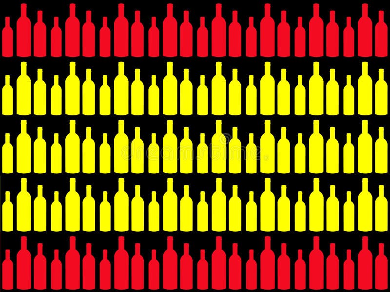 Frascos de vinho e bandeira espanhola ilustração stock Frascos de vinho e bandeira espanhola ilustração stock