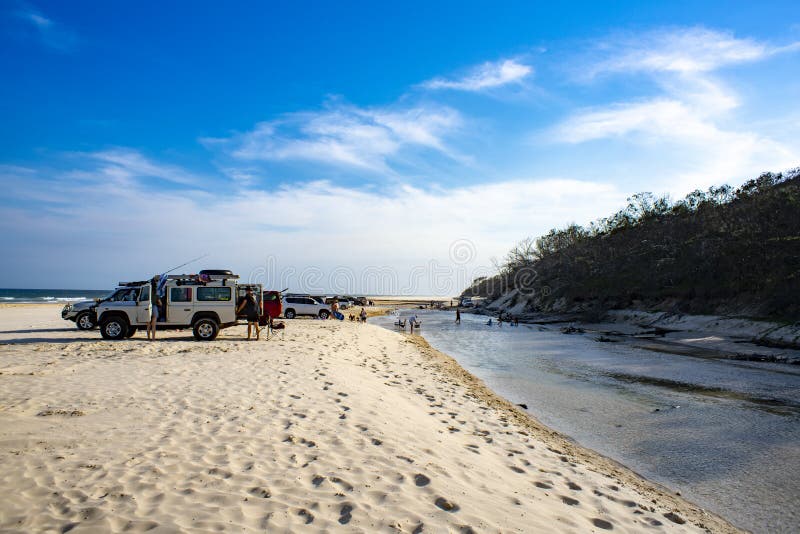 Fraser Island Australia - December 2019: Eli Creek families having fun fraser island.