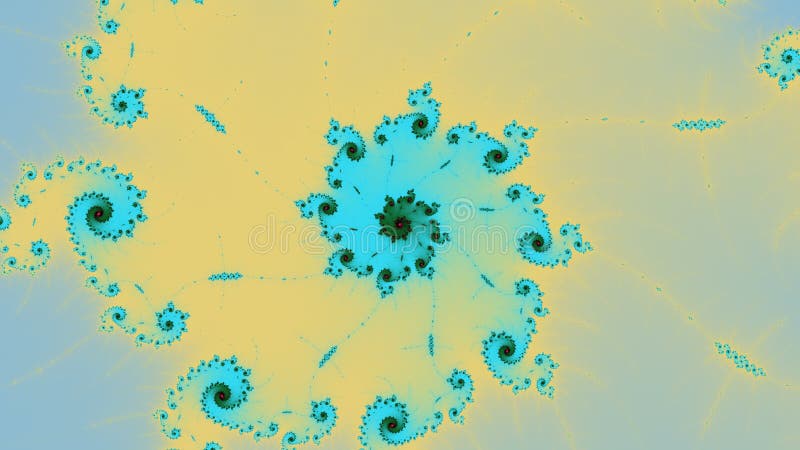 Fratura mandelbrot em formas espirais semelhantes às mandalas em contraste vermelho, verde, azul claro e amarelo ilustração royalty free Fratura mandelbrot em formas espirais semelhantes às mandalas em contraste vermelho, verde, azul claro e amarelo ilustração royalty free