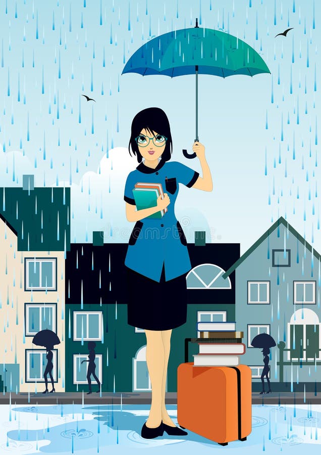 Frau, die einen Regenschirm hält lizenzfreie abbildung Frau, die einen Regenschirm hält lizenzfreie abbildung