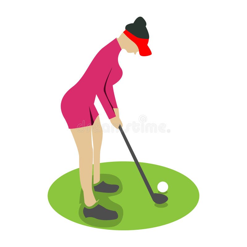 Frau, die Golf, lokalisiertes Vektorschattenbild - Vektor spielt stock abbildung Frau, die Golf, lokalisiertes Vektorschattenbild - Vektor spielt stock abbildung