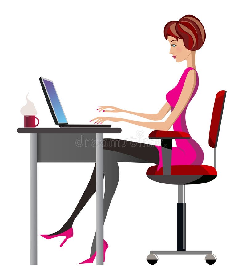Frau, die am Schreibtisch arbeitet lizenzfreie abbildung Frau, die am Schreibtisch arbeitet lizenzfreie abbildung