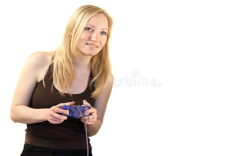 Frau, die Videospiele spielt lizenzfreies stockfoto Frau, die Videospiele spielt lizenzfreies stockfoto