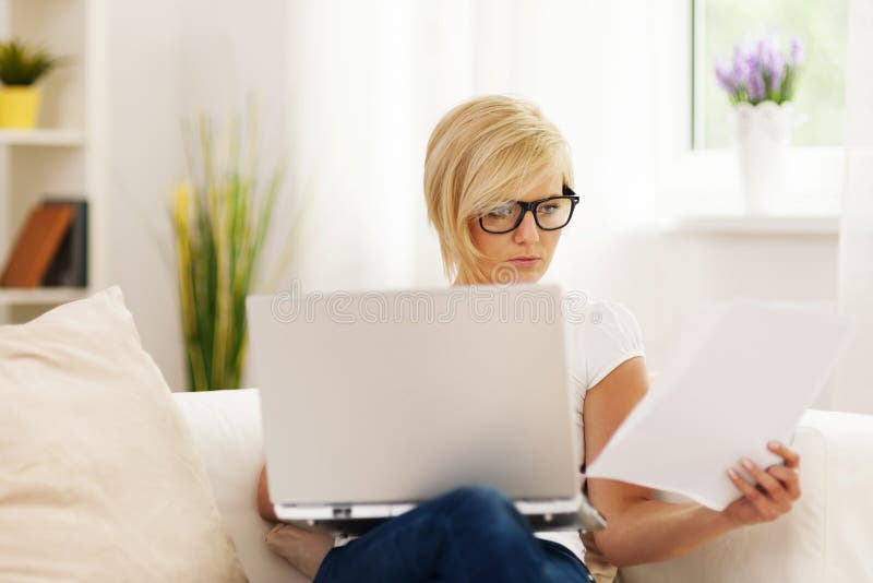 Beautiful woman working at home. Beautiful woman working at home