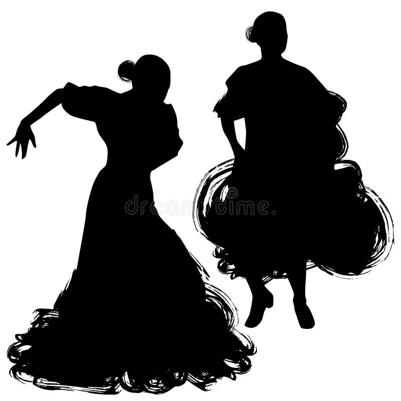 Frau im langen Kleideraufenthalt in der Tanzenhaltung Flamencotänzer Spanish-Regionen von Andalusien, Extremadura Murcia schwarze lizenzfreie abbildung Frau im langen Kleideraufenthalt in der Tanzenhaltung Flamencotänzer Spanish-Regionen von Andalusien, Extremadura Murcia schwarze lizenzfreie abbildung