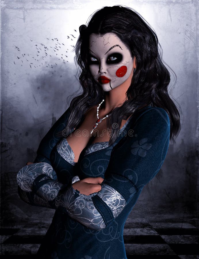 Frau mit Clownmaske lizenzfreie stockfotografie Frau mit Clownmaske lizenzfreie stockfotografie