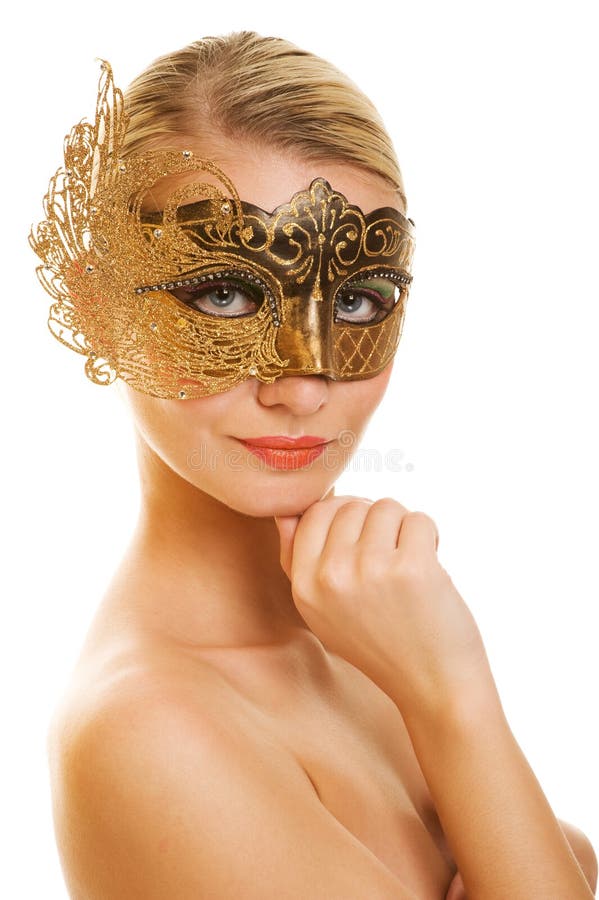 Lovely young woman with carnival mask on her face. Lovely young woman with carnival mask on her face