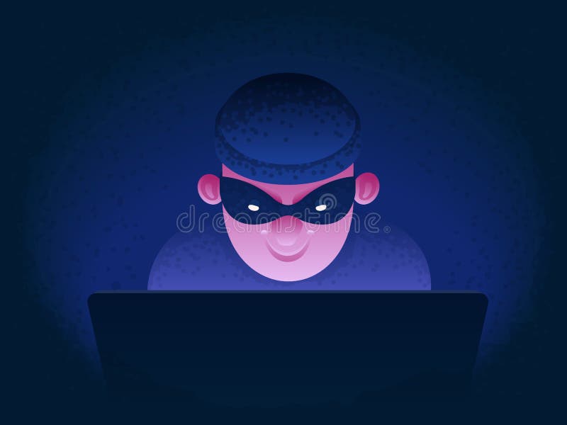 Fraude na Internet Hacker atrás de um monitor de laptop Phishing e vigilância online Roubo de identidade e invasão de bancos