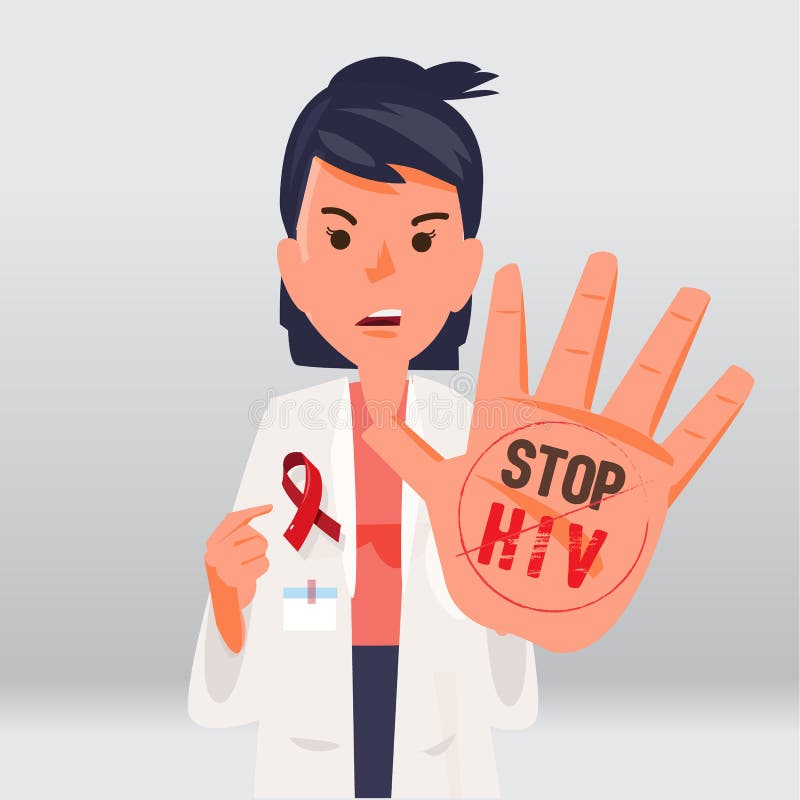 Frauen behandeln das Zeigen der Endhand mit End-HIV-Konzept lizenzfreie abbildung Frauen behandeln das Zeigen der Endhand mit End-HIV-Konzept lizenzfreie abbildung