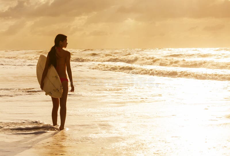 Frauen-Bikini-Surfer u lizenzfreie stockbilder Frauen-Bikini-Surfer u lizenzfreie stockbilder