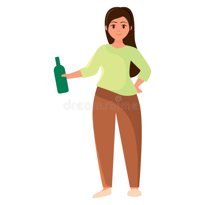 Frauen mit grüner Flasche. Vector stock abbildung