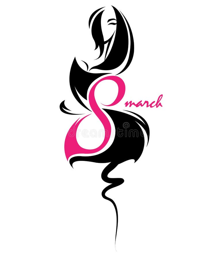 Frauen `s Tag Illustration von Frauen silhouettieren Ikone, Frauenkörper im schwarzen Kleid lizenzfreie abbildung