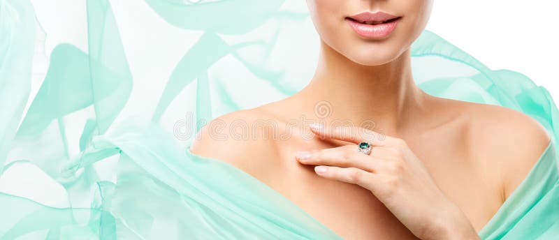 Frauen-Schönheits-Hautpflege-, vorbildlichesface lips neck und Schultern auf Weiß stockbilder