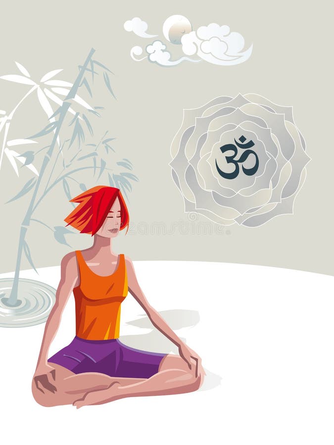 Frauen-übende Yoga-Meditation lizenzfreie abbildung Frauen-übende Yoga-Meditation lizenzfreie abbildung