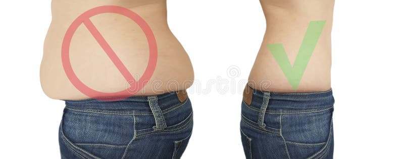 Frauenbauch, der vorher nachdem dem Überarbeiten abnimmt lizenzfreie stockfotografie Frauenbauch, der vorher nachdem dem Überarbeiten abnimmt lizenzfreie stockfotografie