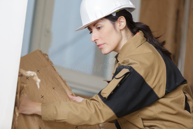 Frauenerbauer, der Teilwand entfernt stockfoto Frauenerbauer, der Teilwand entfernt stockfoto