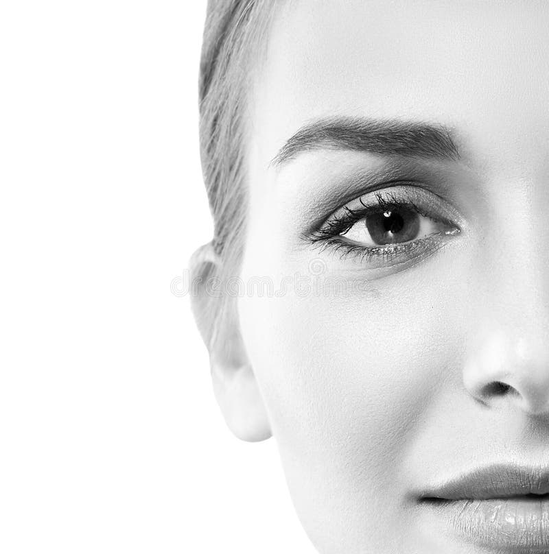 Frauenhalbgesicht Schwarzweiss stockfotografie Frauenhalbgesicht Schwarzweiss stockfotografie