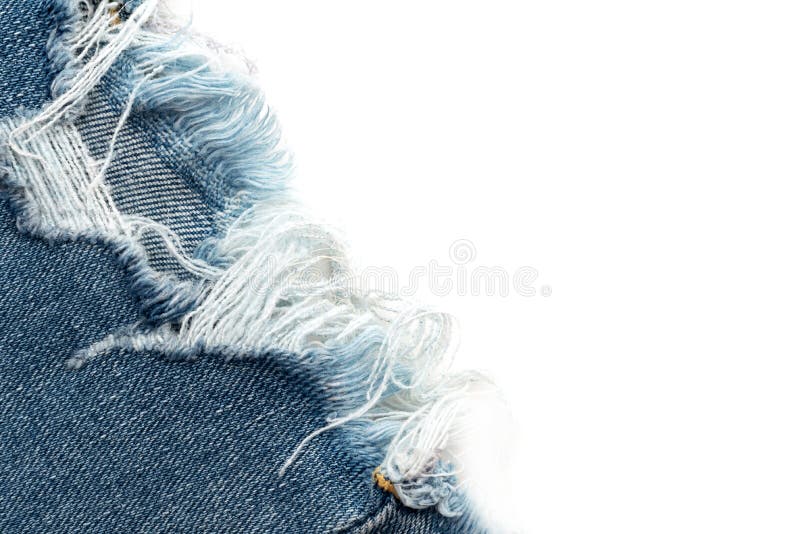 Frayed Ripped Jeans on a White Background. Denim Frame with Empty Space ...