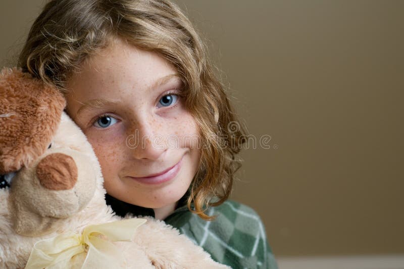 Freackle faced blue eyed girl royalty free stock photo