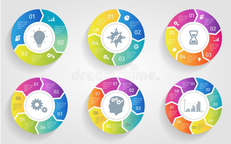 Frecce del cerchio di vettore per infographic Modello per il diagramma di riciclaggio, il grafico, la presentazione ed il grafico illustrazione vettoriale