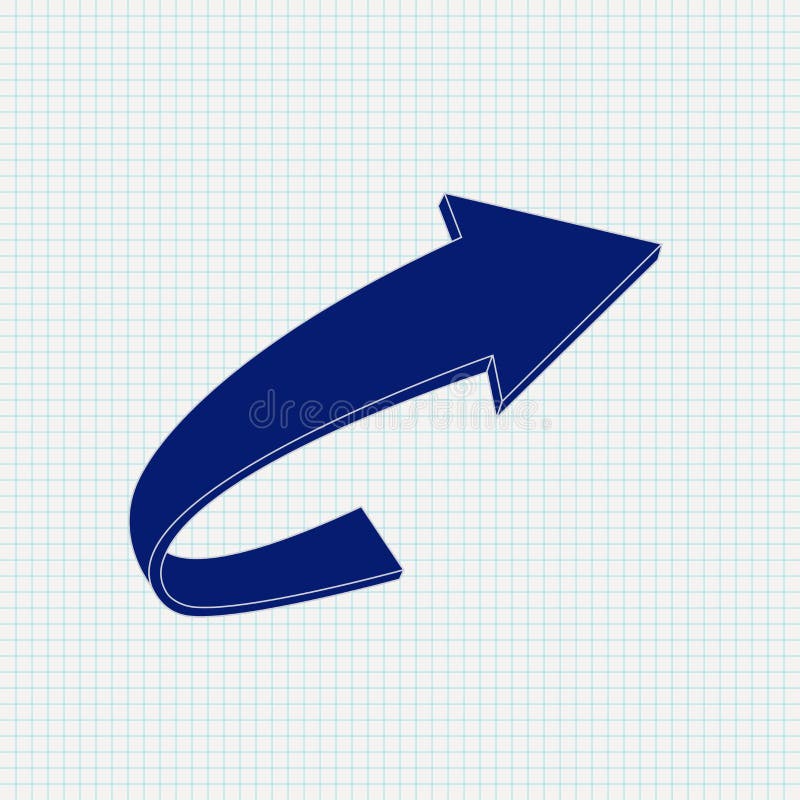 Freccia curva Illustrazione vettoriale sullo sfondo del foglio del notebook