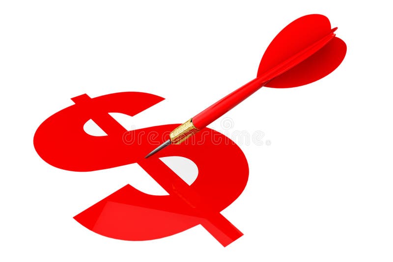 Freccia dei dardi con l'obiettivo del simbolo di dollaro illustrazione vettoriale Freccia dei dardi con l'obiettivo del simbolo di dollaro illustrazione vettoriale