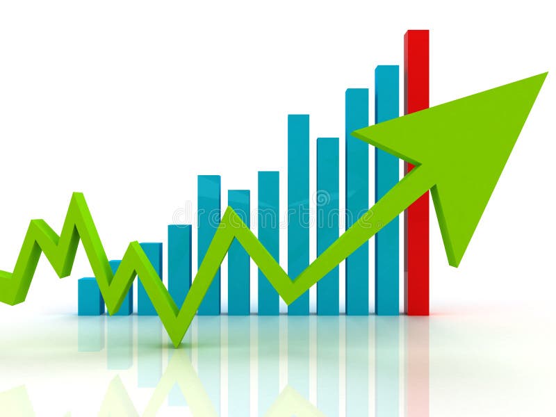 Freccia verde sul grafico commerciale illustrazione di stock Freccia verde sul grafico commerciale illustrazione di stock