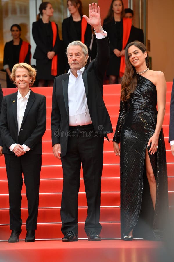 CANNES, FRANCE. May 19, 2019: Frederique Bredin, Alain Delon & Anouchka Delon at the gala premiere for A Hidden Life at the Festival de Cannes..Picture: Paul Smith / Featureflash