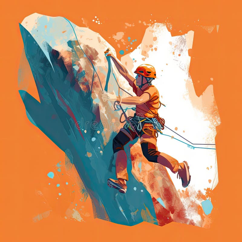 Free Climbing Sports Illustration Made with Generative AI Tools Stock