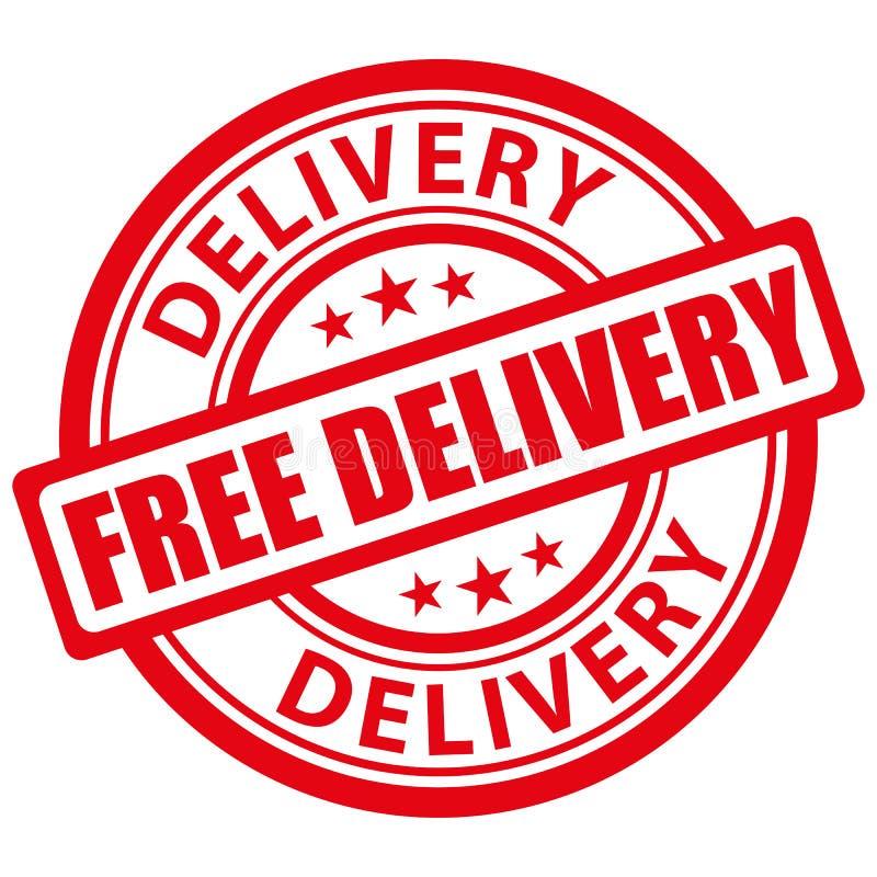Free Delivery. Red Vector Stamp Icon. Stock Vector Illustration of