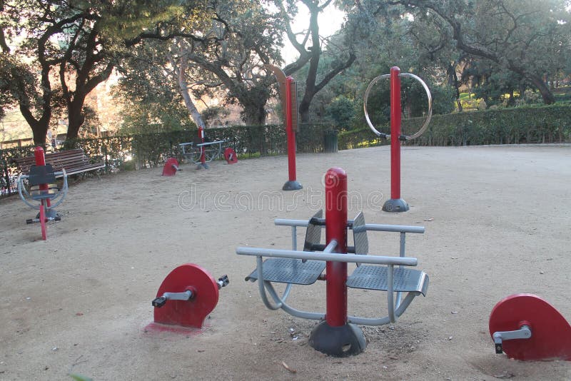 Free exercise equipment outdoors in the park royalty free stock photography Free exercise equipment outdoors in the park royalty free stock photography