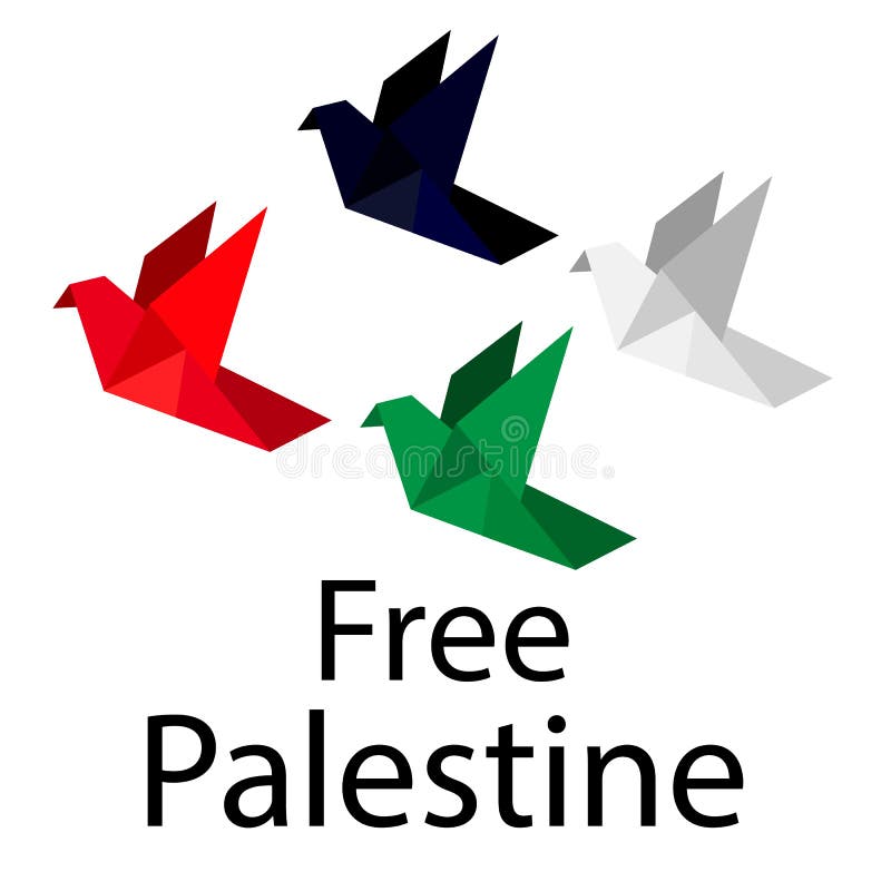 Free Palestine. Save Palestine concept vector illustration. Stop war. Pigeon of freedom flag of Palestine