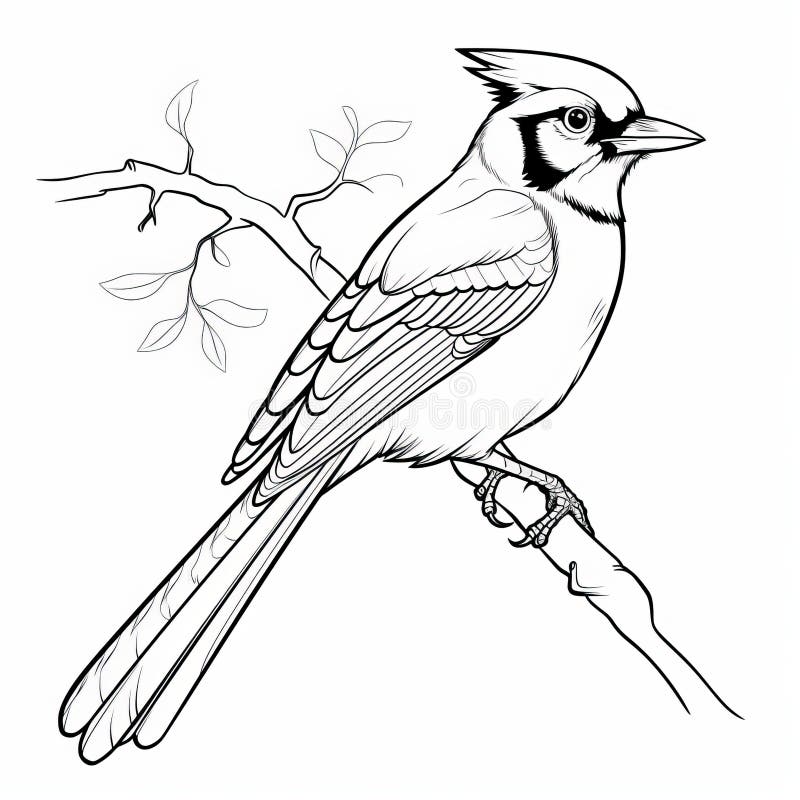 outline blue jay black and white