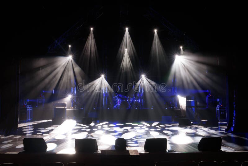 Free Stage with Lights, Lighting Devices. on a Free Srage. Stock Image