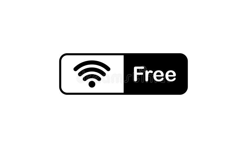 Free wifi sign in black. Internet connection. Vector on isolated white background. EPS 10 stock illustration