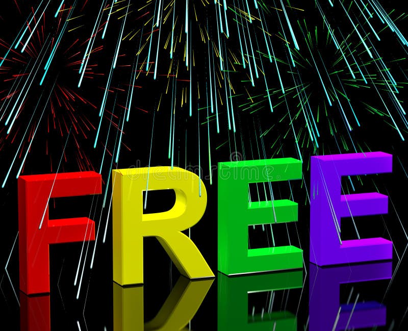 Free Word And Fireworks Showing Freebie and Promo