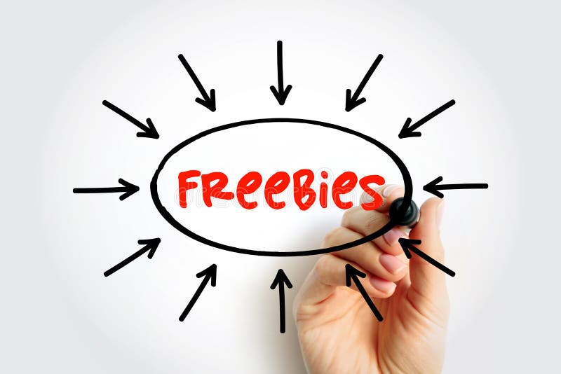 Freebies text with arrows, concept for presentations and reports royalty free stock photography
