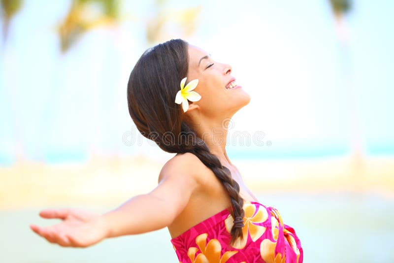 Freedom beach woman happy serene