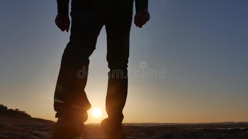 Freedom Man Stands On A Cliff Sunset Silhouette Hand In Lifestyle The